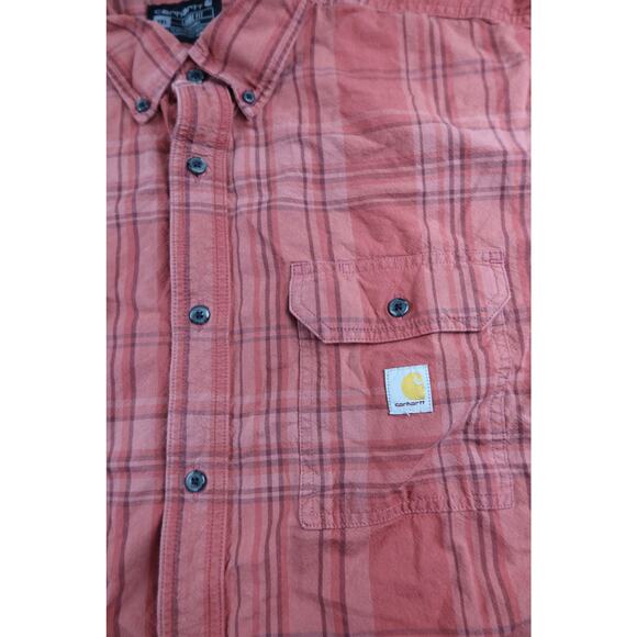 Carhartt Red Plaid Button Up Shirt Men's 2XL - Picture 4 of 5